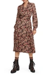 SCOTCH & SODA FLORAL LONG SLEEVE WRAP MIDI DRESS,158972