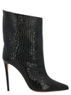 Alexandre Vauthier Crocodile Effect Leather Boots In Black