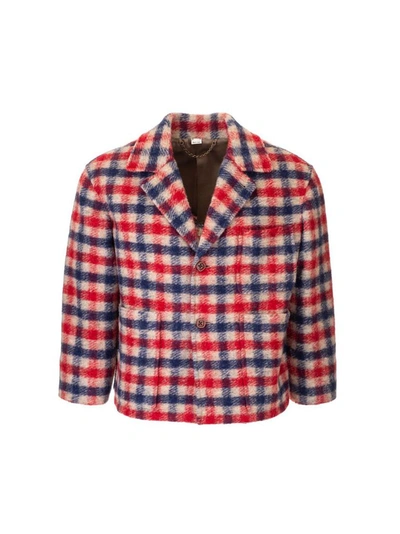 Gucci Checked Wool Jacket In Red And Blue