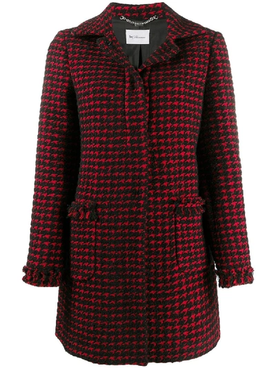 Blumarine Patterned Single Breasted Coat In Black