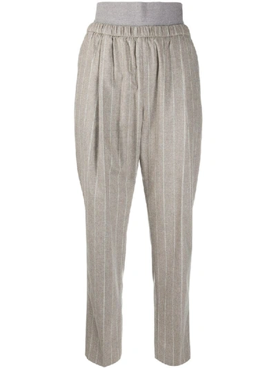 Fabiana Filippi Striped Straight-leg Trousers In Grey