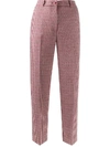 Blumarine Checked Cropped Trousers In Red
