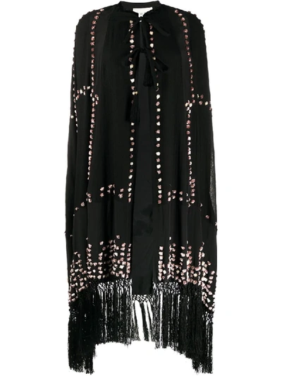 Forte Forte Fringed Cape Coat In Black