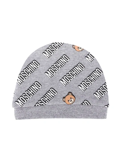 Moschino Babies' Logo-print Beanie Hat In 灰色