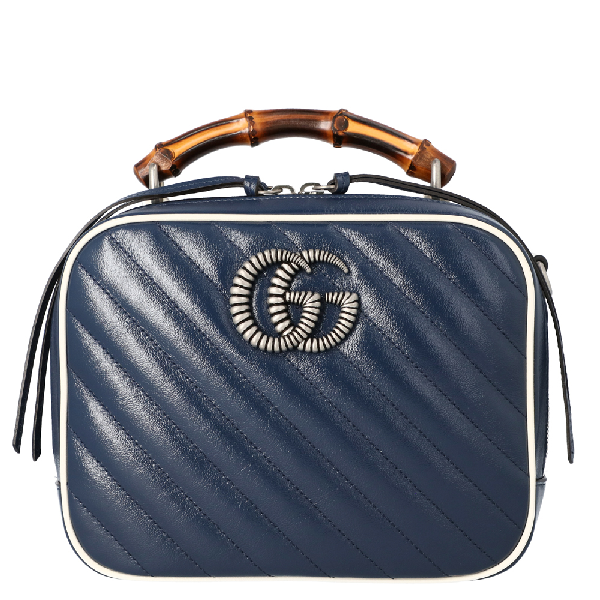 Pre-Owned Gucci Blue Quilted Leather Gg Marmont Small Shoulder Bag | ModeSens