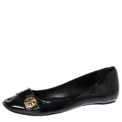 Pre-owned Tory Burch Black Patent Leather Andi Ballet Flats Size 38