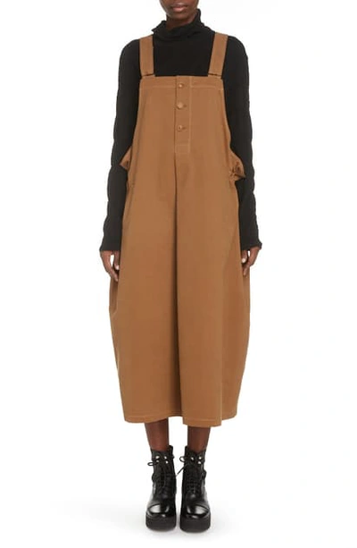 Y's Chino Overall Dress In Brown
