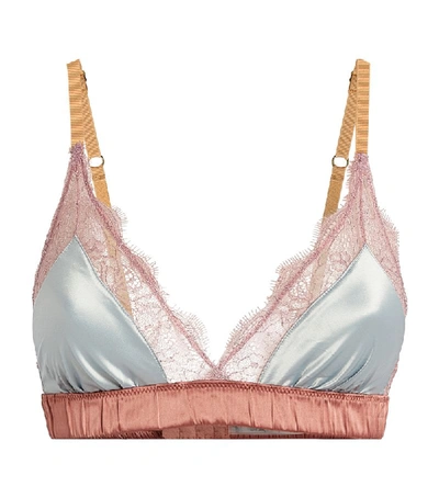 Love Stories Love Lace-trimmed Satin Soft-cup Triangle Bra In Pink