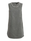 ERMANNO SCERVINO GREY STRETCH WOOL DRESS WITH RHINESTONES