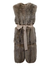 P.A.R.O.S.H. FOX FUR LONG WAISTCOAT IN GREY