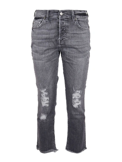 7 For All Mankind Asher Soho Cropped Jeans In Grey