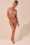 Solid & Striped The Vanessa Bikini Bottom In Lavender Seersucker