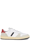 Re/done 80s Basketball Perforated Leather And Suede Sneakers In White And Red