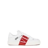 Valentino Garavani Vl7n Panelled Leather Sneakers In White And Red