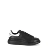 Alexander Mcqueen Exaggerated-sole Rubber-trimmed Leather Sneakers In Black And White