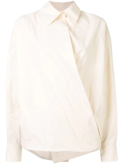 Uma Wang Wrap Front Shirt In Neutrals