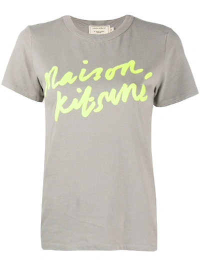 Maison Kitsuné Logo Print T-shirt In Grey