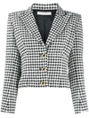 ALESSANDRA RICH FITTED HOUNDSTOOTH PATTERN JACKET