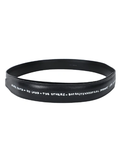 Raf Simons Slogan Print Touch-strap Belt In Black