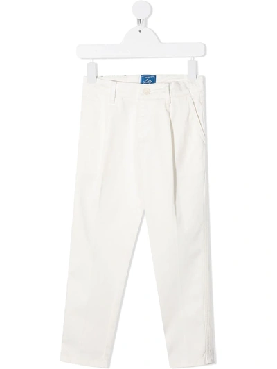 Fay Kids' Logo-patch Straight-leg Trousers In Bianco