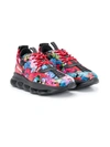 YOUNG VERSACE FLORAL-PRINT LOW-TOP SNEAKERS