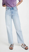Levi's Ribcage High Waisted Flares In Light Wash Blue In Middle Road
