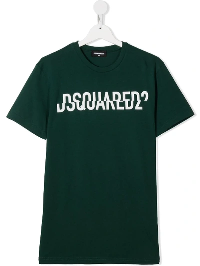 Dsquared2 Teen Logo-print Cotton T-shirt In Green