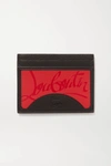 CHRISTIAN LOUBOUTIN RUBBER-TRIMMED TEXTURED-LEATHER CARDHOLDER
