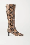 AEYDE CICELY SNAKE-EFFECT LEATHER KNEE BOOTS