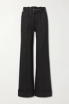 VICTORIA VICTORIA BECKHAM BELTED JERSEY WIDE-LEG PANTS