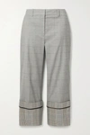 MONSE CROPPED CHECKED WOOL-BLEND STRAIGHT-LEG PANTS