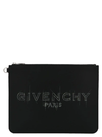 Givenchy Logo印花手拿包 In Black