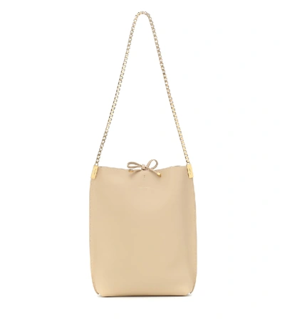 Saint Laurent Suzanne Small Leather Shoulder Bag In Beige