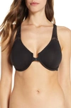 Wacoal Soft Embrace Front-close T-back Full-cup Bra In Black