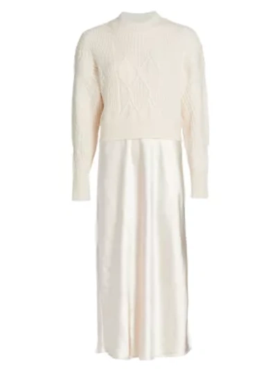 Dh New York Combo Midi Sweater Dress In Winter White