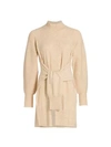 Dh New York Kate Tie-front Balloon-sleeve Sweater Dress In Chai
