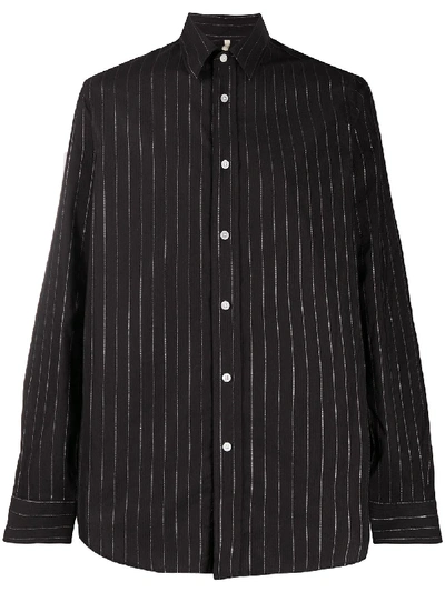 Sunflower Long-sleeved Stripe Print Shirt In Black