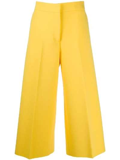 Msgm Wide-leg Cropped Trousers In White