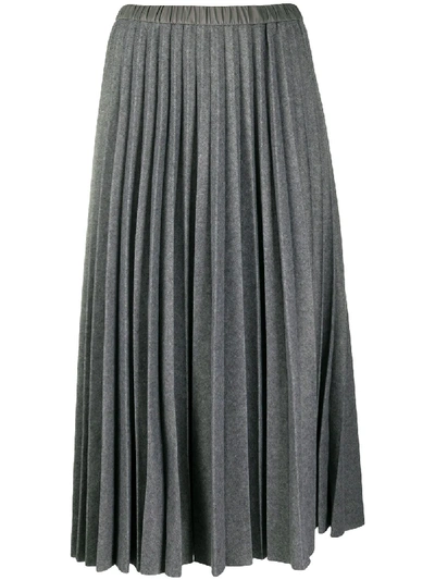 Tela Pleated Midi Skirt In Grey