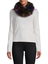 Adrienne Landau Dyed Fox Fur Scarf In Black Silver