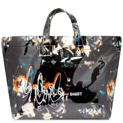 Comme Des Garçons Shirt X Futura Multi-coloured Graphic Print Tote Bag In Black