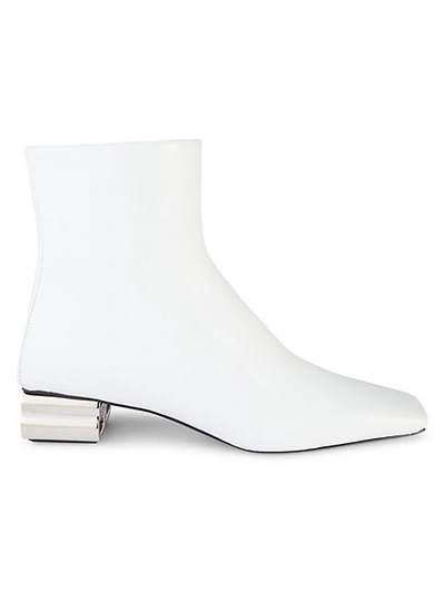 Balenciaga Metal-heel Leather Booties In White Silver