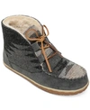 Minnetonka Torrey Pile-lined Lace-up Booties Women's Shoes In Grey