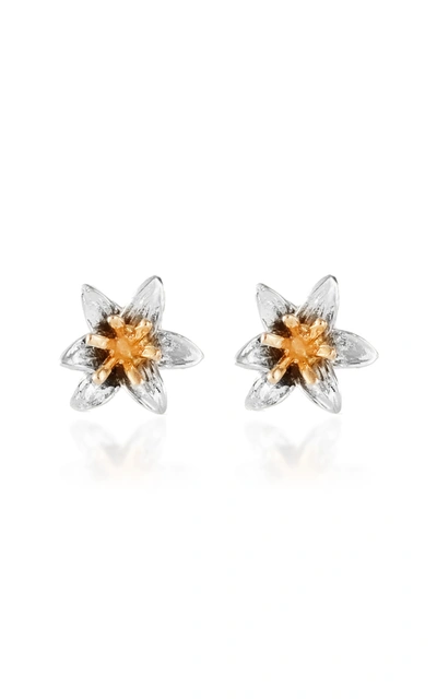 Bernard James Lily 14k Yellow And White Gold Earrings In Multi