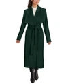 Cole Haan Plus Size Belted Wool Wrap Coat In Petroleum