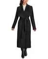 Cole Haan Plus Size Belted Wool Wrap Coat In Black
