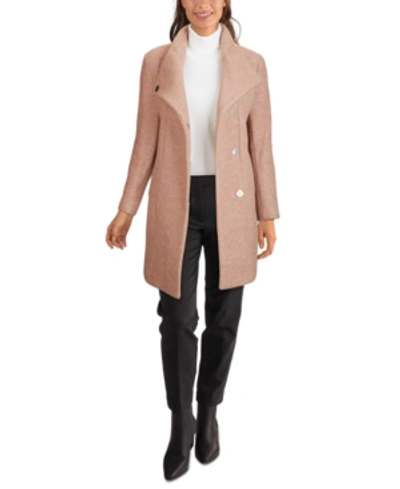 Kenneth Cole Asymmetrical Boucle Walker Coat In Blush