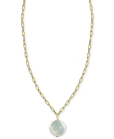 Argento Vivo Cultured Freshwater Baroque Pearl 16" Pendant Necklace In 14k Gold-plated Sterling Silver In Two Tone/t