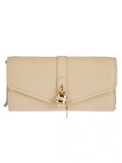 Chloé Aby Chain Wallet In Wooden Beige