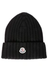Moncler Ribbed-knit Virgin Wool Beanie In Nero